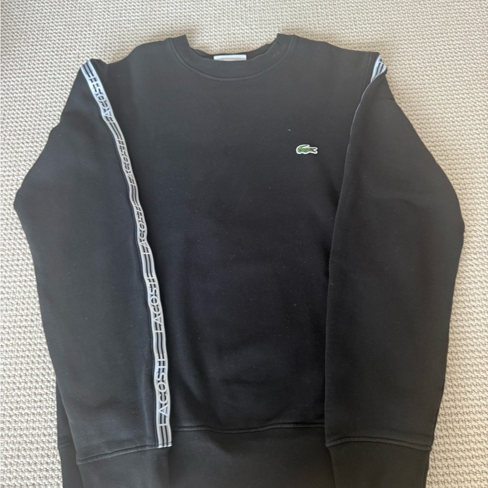 Lacoste Black Crewneck Sweater with Gray Accents